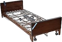 Vista 8 de Drive Medical Ultra Light Plus - Cama baja totalmente eléctrica, marrón, rieles completos y colchón de resortes interiores, 36 pulgadas