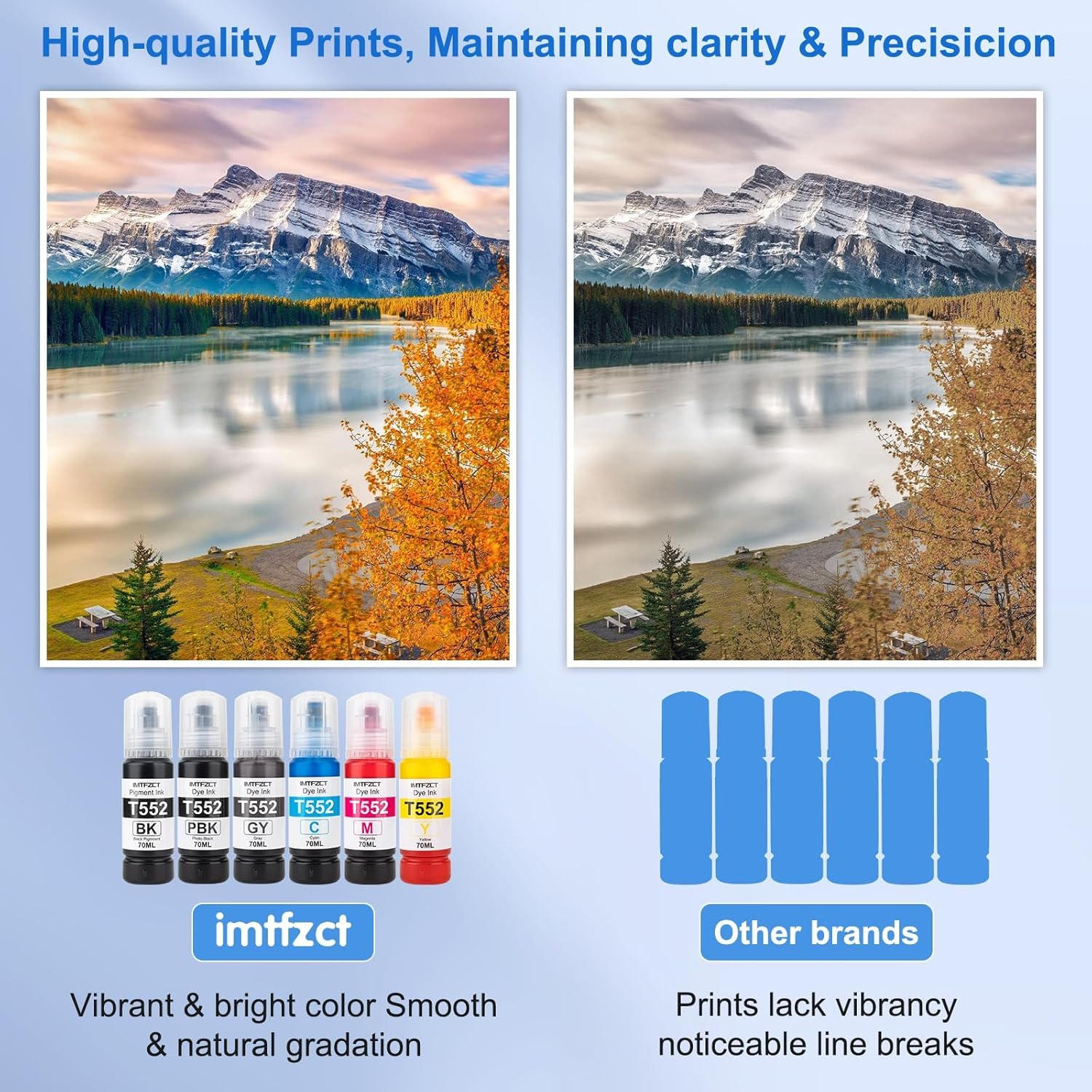 Replacement for T552 552 Ink Refill Bottles for Photo ET 8550 ET8550 Photo ET 8500 ET8500 8550 8500 Printers (BK PB C M Y GY)