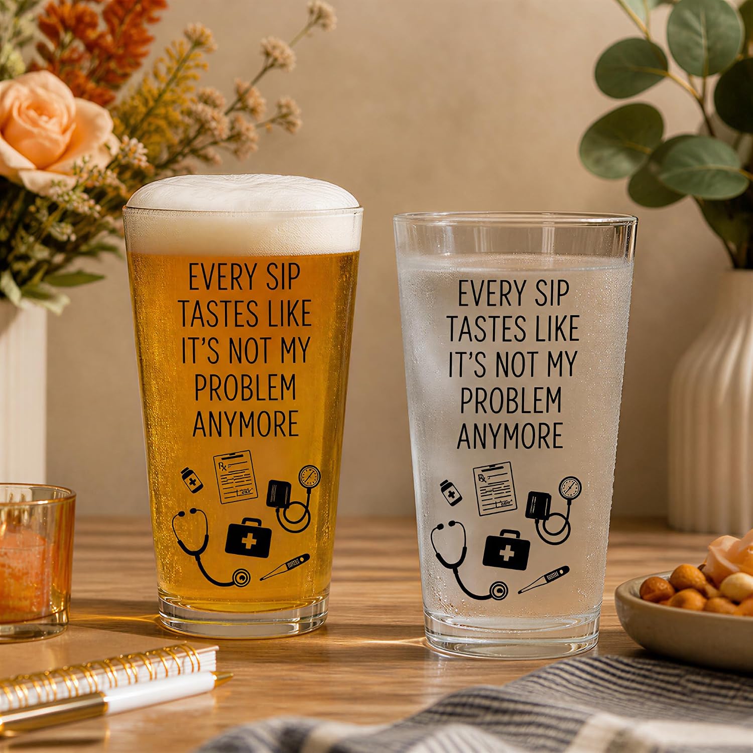 Doctor Retirement Gift For Woman & Men 2026, 16oz Funny Gift Beer Glass