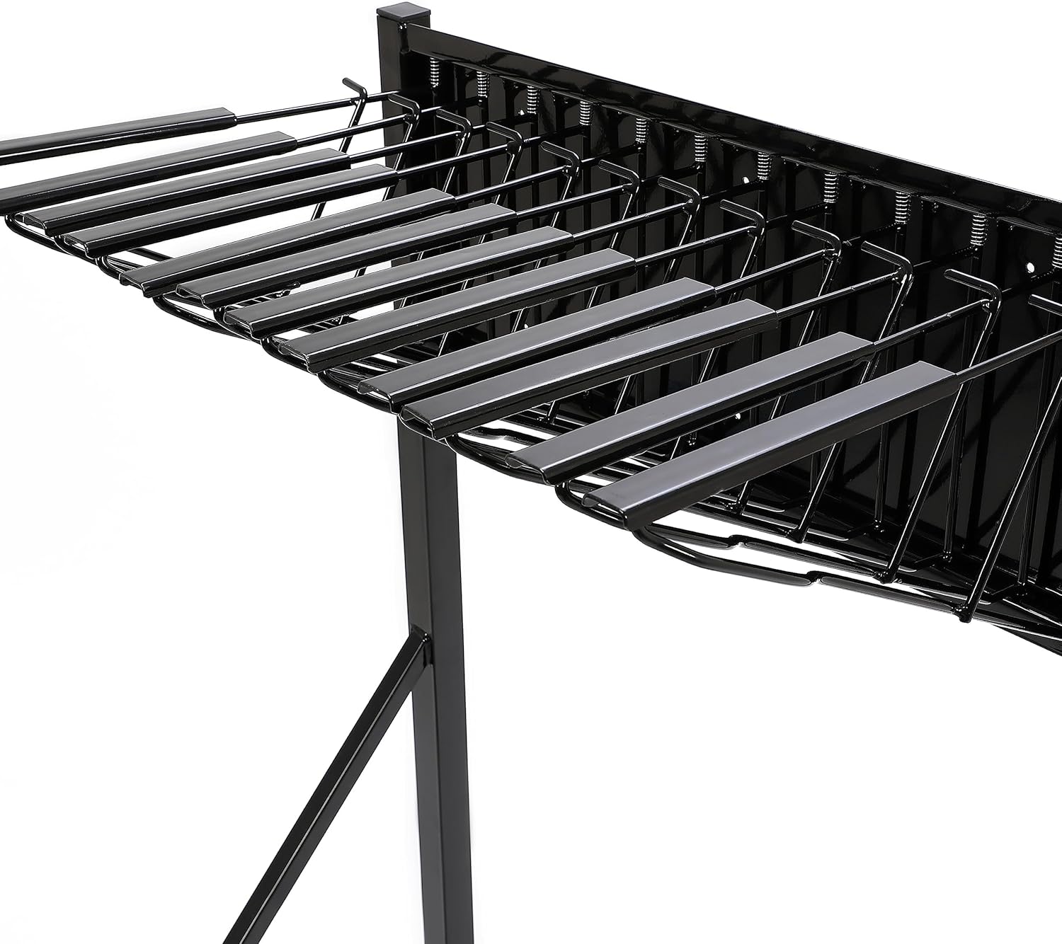 KUAFU Mobile Blueprint Storage Rack with 12 Adjustable Height/Length Pivot Brackets Map Poster File Organizer Stand Plans Holder Powder Coated Steel Black
