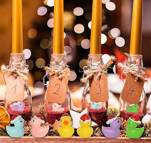 Miniatura 4 de 70 dijes de slime de pato pequeño de resina, adorno en miniatura para slime, casa de muñecas, decoración de jardín (sombrero de Navidad, pato mixto)