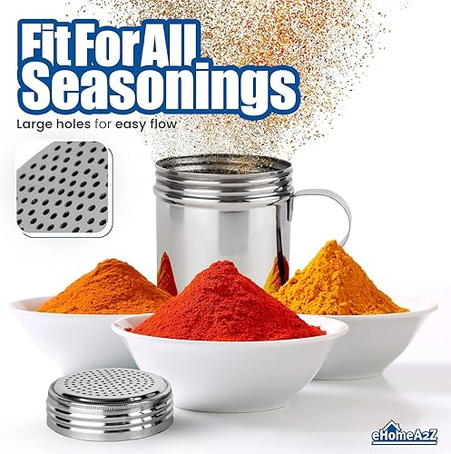 Miniatura 9 de EHOMEA2Z Coctelera de dragado de acero inoxidable ideal para sal, especias, azúcar (2, 10 onzas con mango)