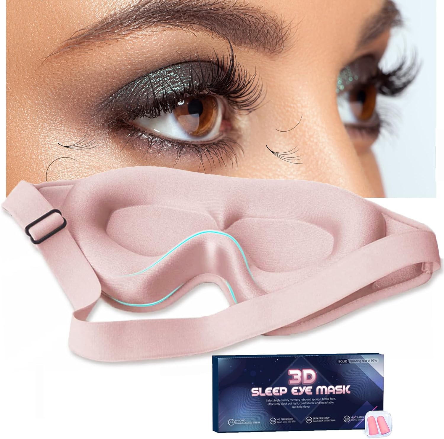 Pink Eye Mask for Lash Extensions, Sleep Mask for Lash