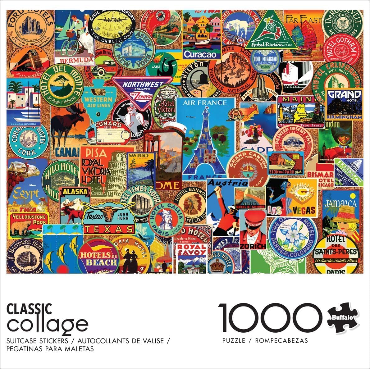 Buffalo Games - Lewis T Johnson - Suitcase Stickers - 1000 Piece Jigsaw Puzzle for Adults -Challenging Puzzle Perfect for Game Nights - Finished Size is 26.75 x 19.75