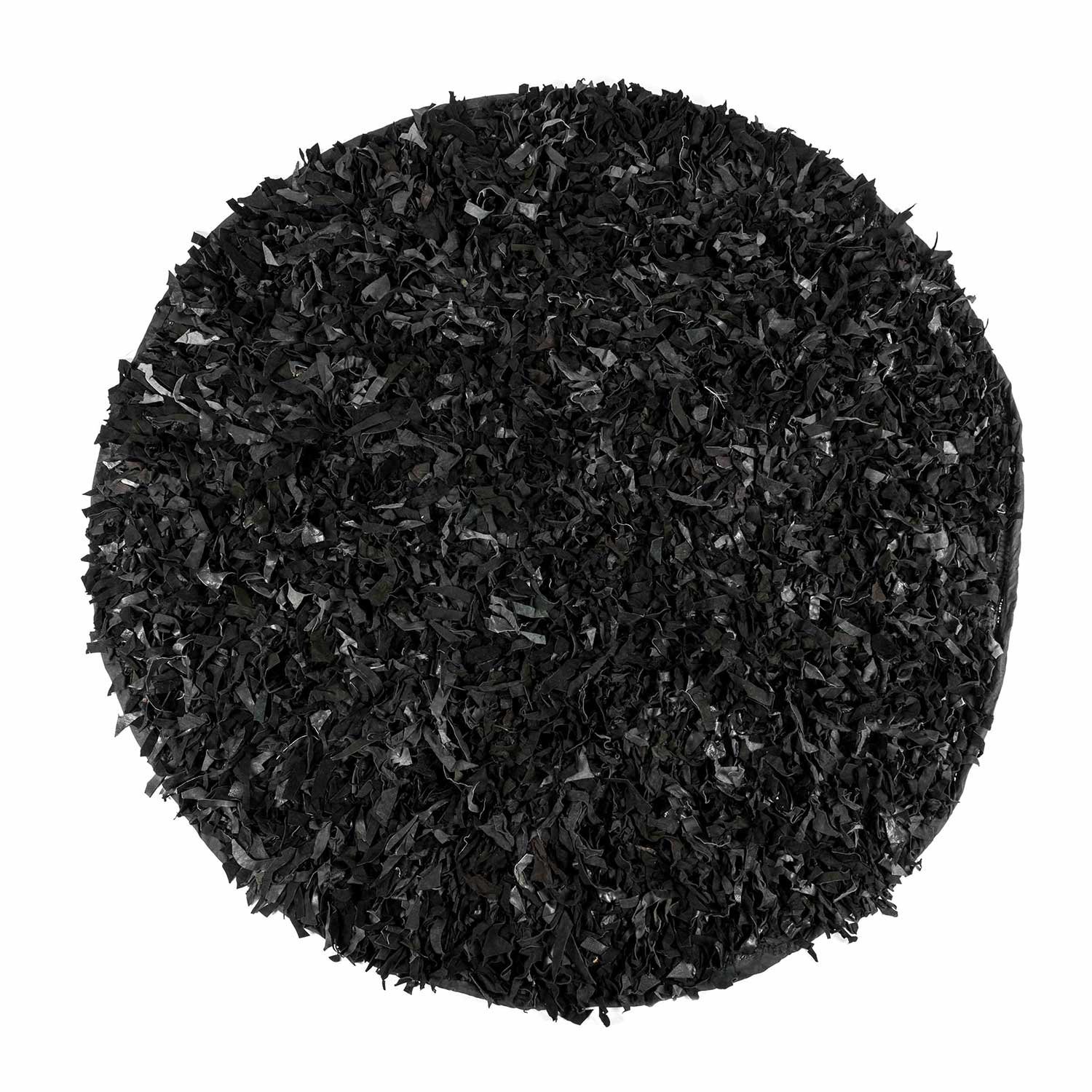 Rackhams Black Dallas Leather Shaggy Rug - 150 Cm Round