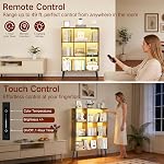 7 Cube Bookshelf with LED Lights, 3 Tier Wooden Bookcase with Legs, Dimmable Touch & Remote Control, Modern Freestanding Display Shelf for Living Room, Bedroom, Home Office