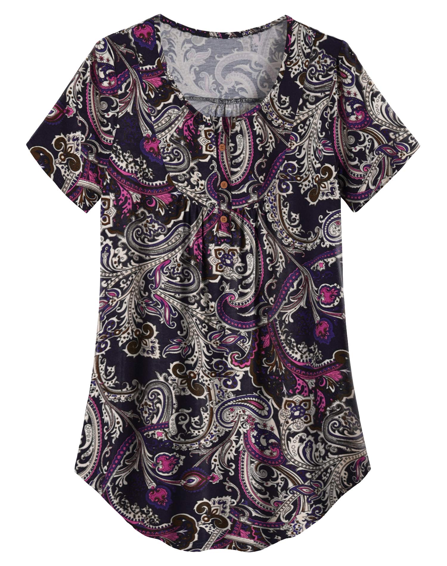 Women's Plus Size Sleepwear Top Button Tunic Shirt XL Wild Purple