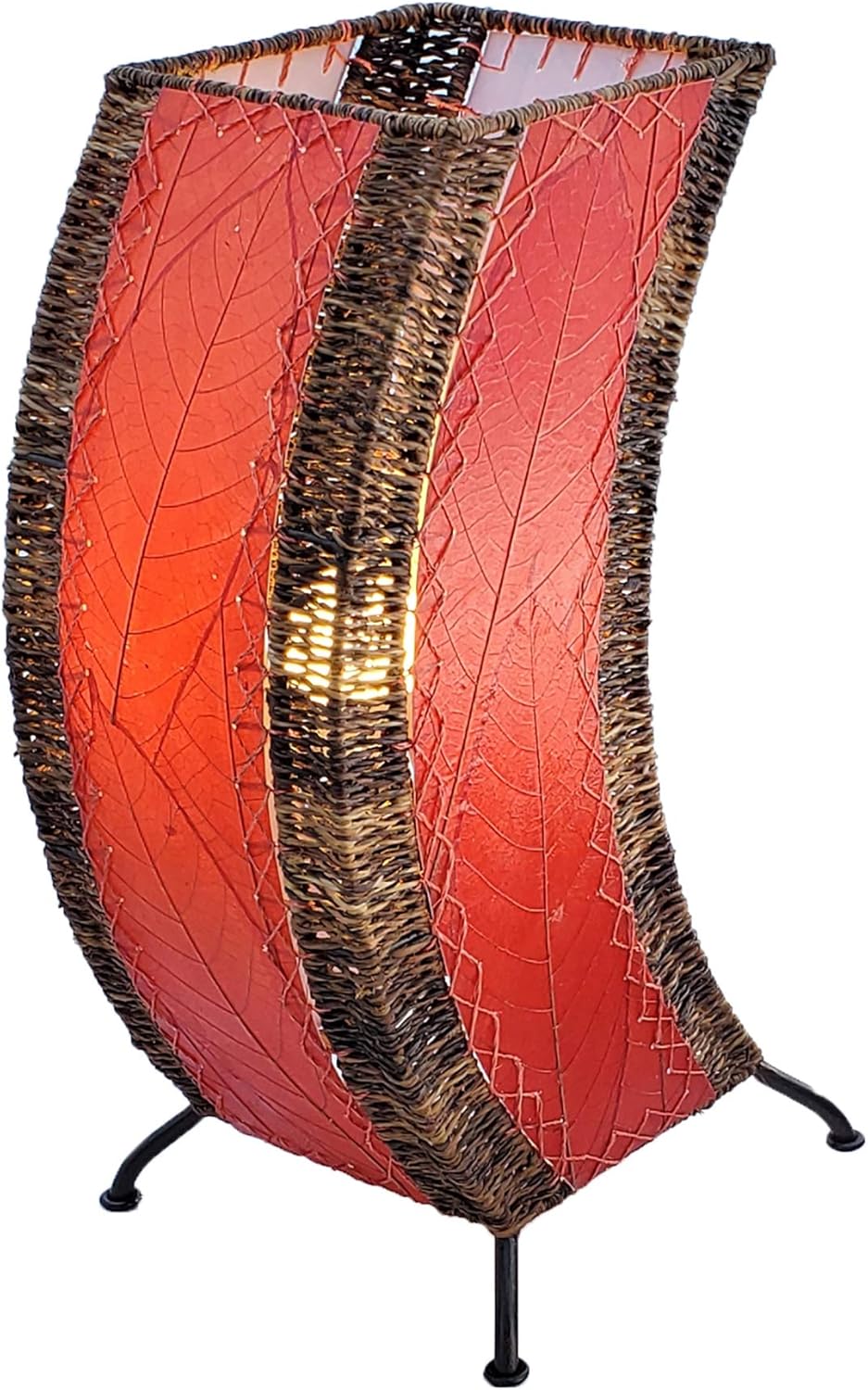 Eangee Home Design C Shape Table Lamp Sea Blue Shade Made of Real Cocoa Leaves 8 Inches Length x 8 Inches Width x 20 Inches Height (566 sb)