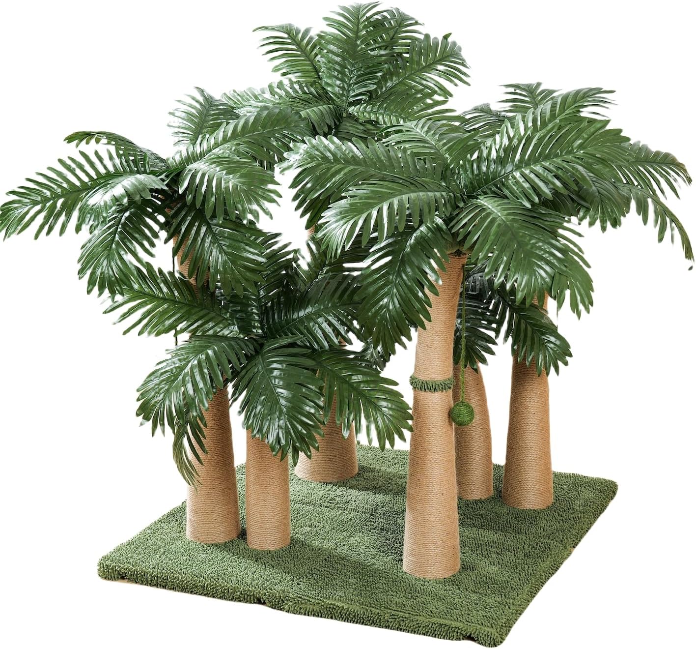 Palm Tree Cat Scratching Post with 16 Interactive Balls, Natural Sisal Rope Cat Scratchers for Indoor Cats, Multi-Combinable (2 x Style C, Style A & B)