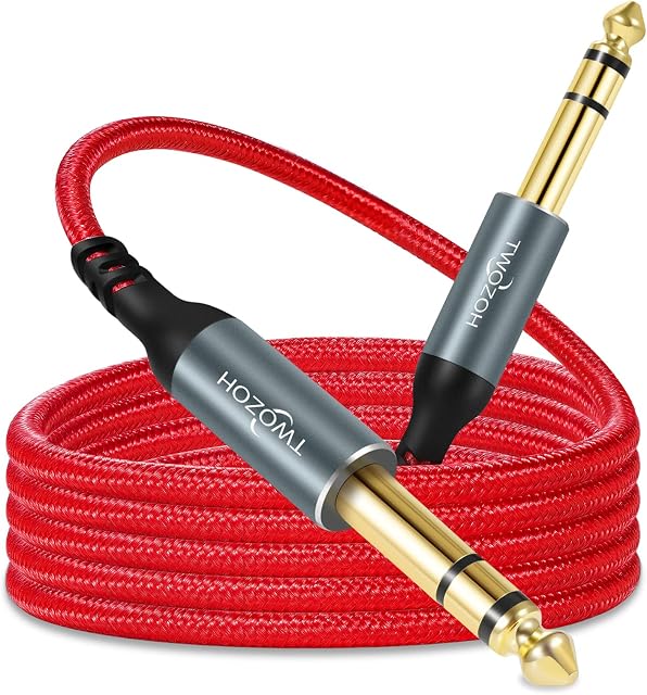 Twozoh Jack 6.35mm to 6.35mm Balanced TRS Stereo Audio Cable, Male to Male 1/4 Inch Guitar Cable 1M (Profesional/Hifi)