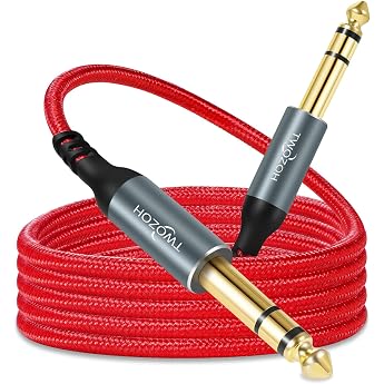Twozoh Jack Cable 6.3 1 m Braided Guitar Cable 6.35 mm to 6.35 mm TRS Cable Professional/HiFi