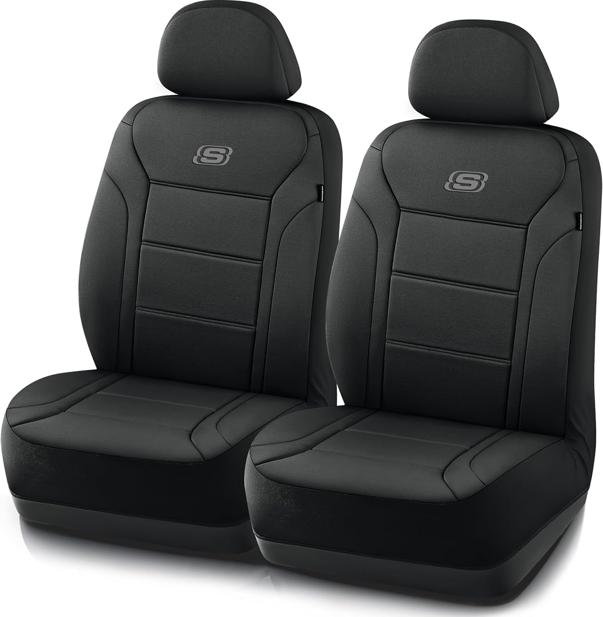 Skechers Memory Foam Car Seat Covers, Lycra Fabric Seat Cover, Car Seat Covers Front Seats Airbag Compatible, Automotive Comfort Protection for Most Cars, Trucks, SUVs, Black
