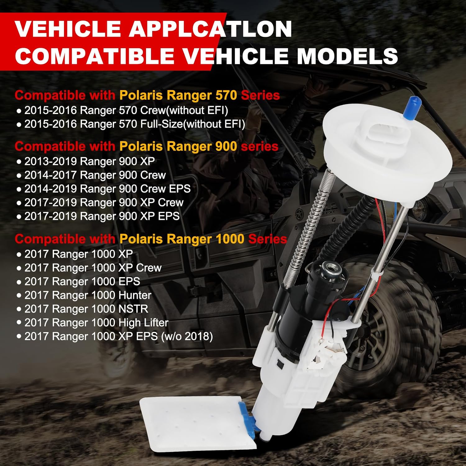 2204852 Fuel Pump Assembly with Tank Seal Compatible with Polaris Ranger 900 XP/Crew/EPS, Ranger 1000 XP Replace 2521307