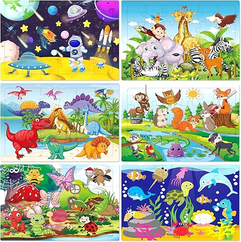 Puzzles for Kids Ages 3-5 Year Old 24 Piece Colorful Wooden Puzzles for Toddler Children Learning Educational Puzzles Toys for Boys and Girls Set