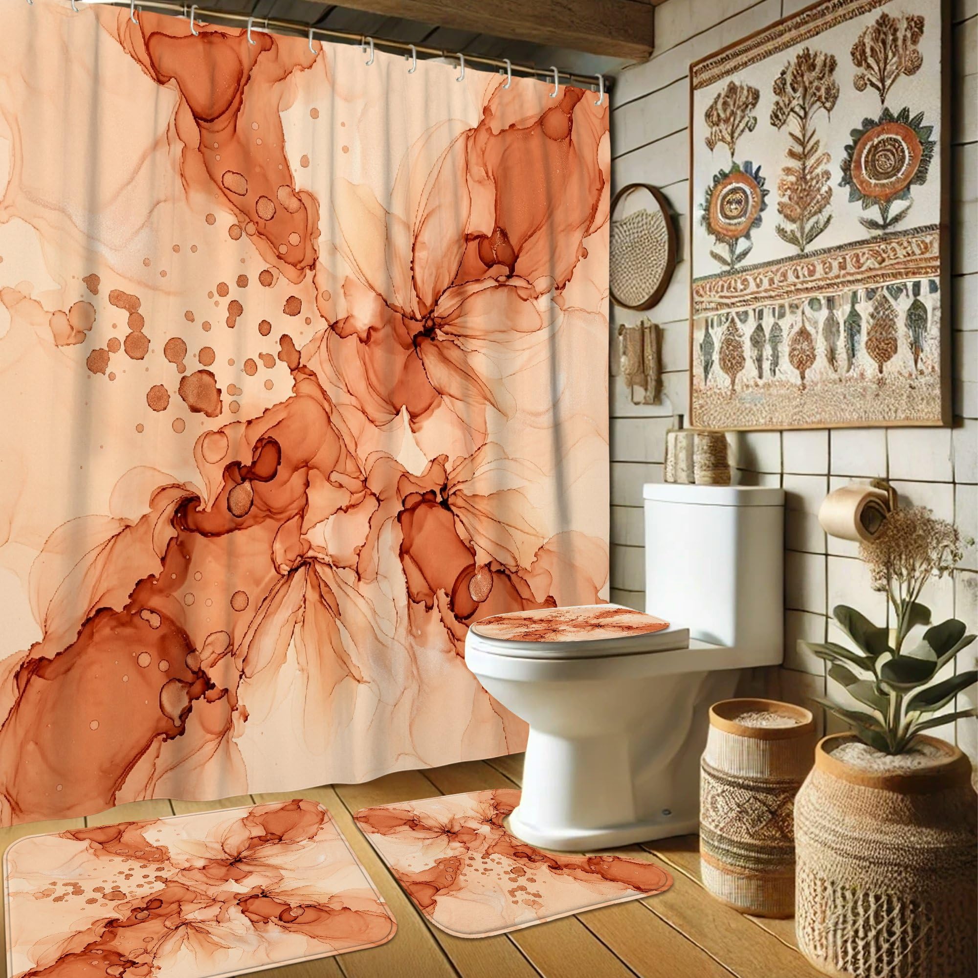 Rideau de douche abstrait floral pour sublimer la décoration de votre chambre d'amis