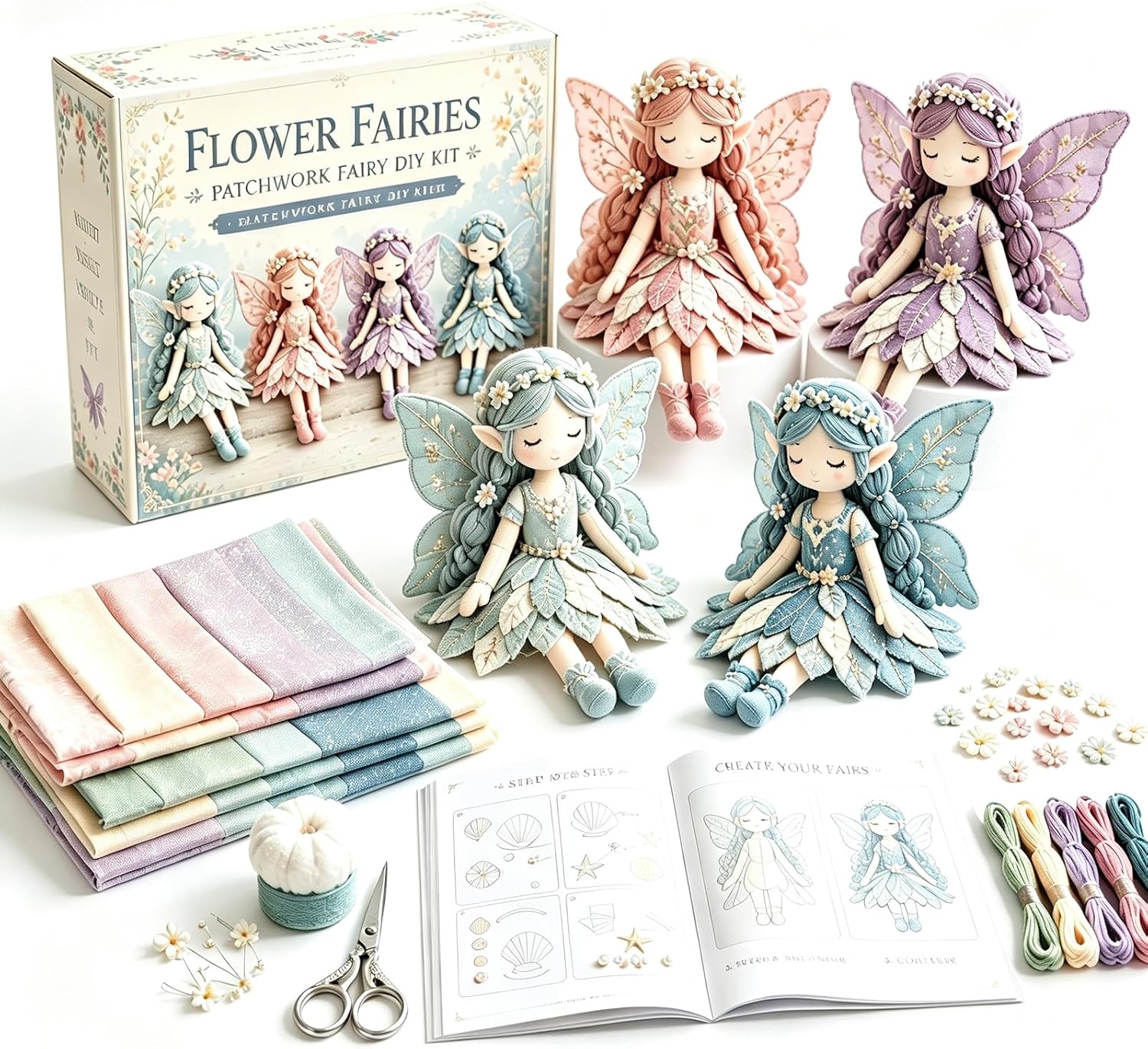 DIY Sewing Kit Ocean Fairy Patchwork, Beginner Craft Set
