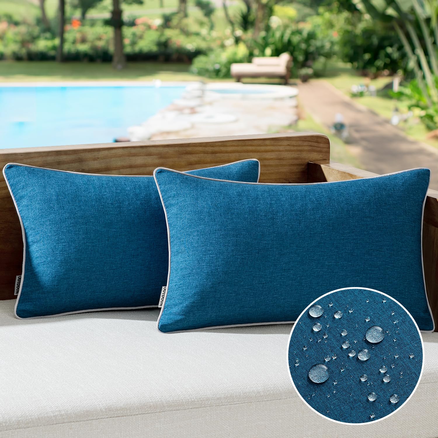 MIULEE Pack of 2 Outdoor Waterproof Throw Pillow Covers Decorative Farmhouse Linen Pillow Covers Solid Color Couch Pillow Covers for Patio Tent Bed
