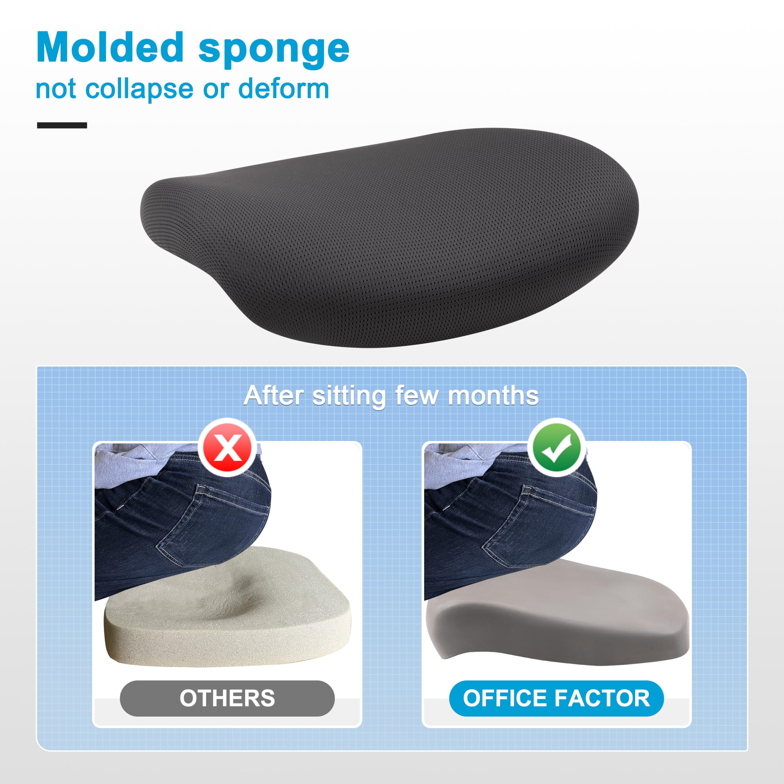 OfficeFactor Executive Ergonomic Computer Office Chair Back Mesh Bonded Leather Seat Flip-up Arms Lumbar Support Molded Foam Seat — view 5