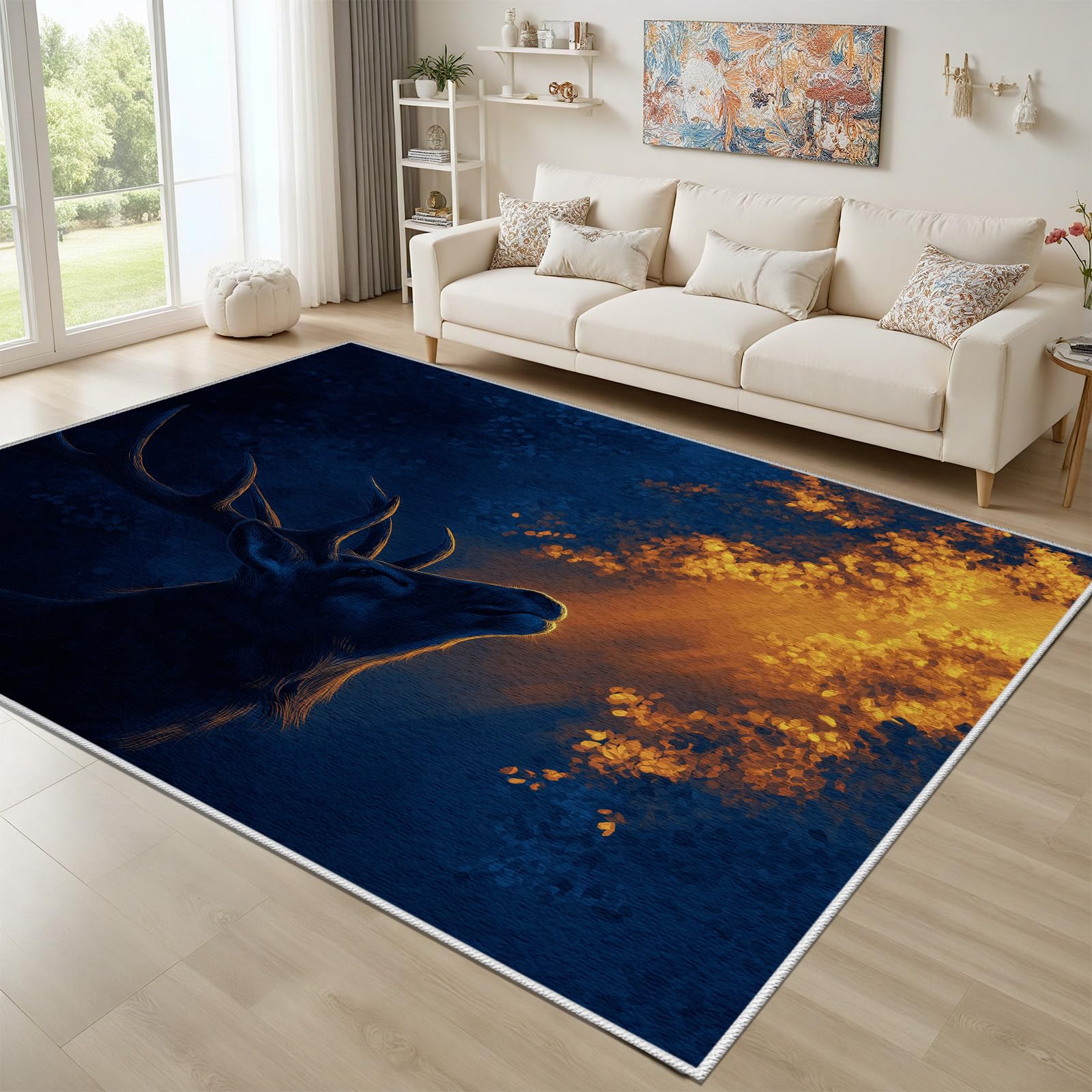 Tapis enfant antidérapant et lavable motif cerf pour éliminer les taches
