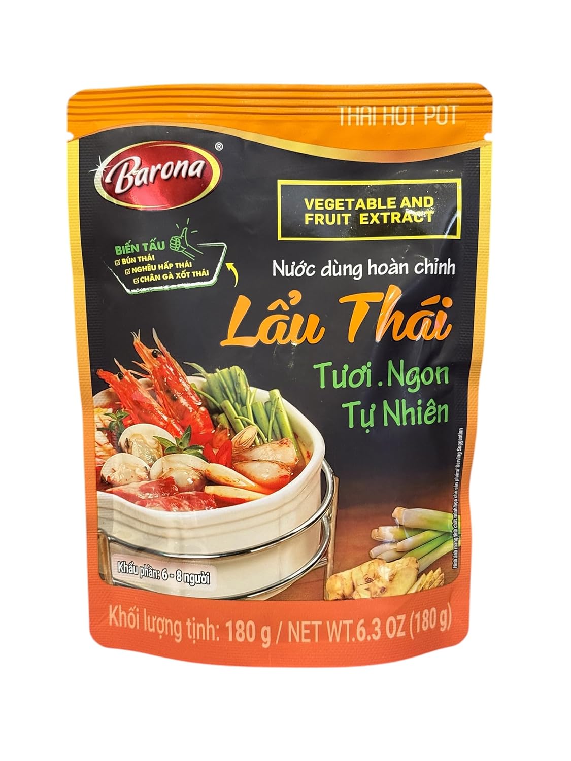 1 Pack - Thai Hot Pot Soup Base Extract - Nuoc Cot Lau Thai Tuoi Ngon Tu Nhien - 6 Oz per Bag with 2 Bags per Order