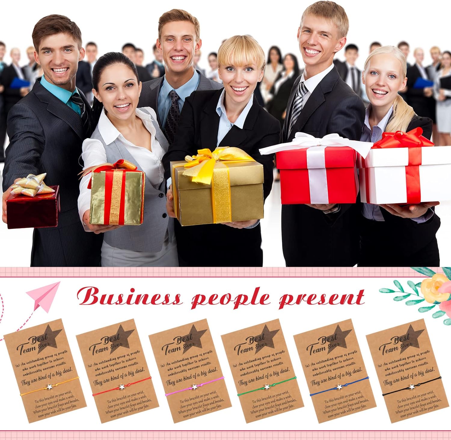12 Pcs Star Friendship Bracelet with Make a Wish Card Teamwork Bracelets Employee Appreciation Gifts Adjustable - Image 5