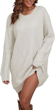 Cakulo Womens Checkered Sweater Dress Oversized Fall Winter Fashion Long Pullover Sweaters Casual Loose Knit Dresses 2025
