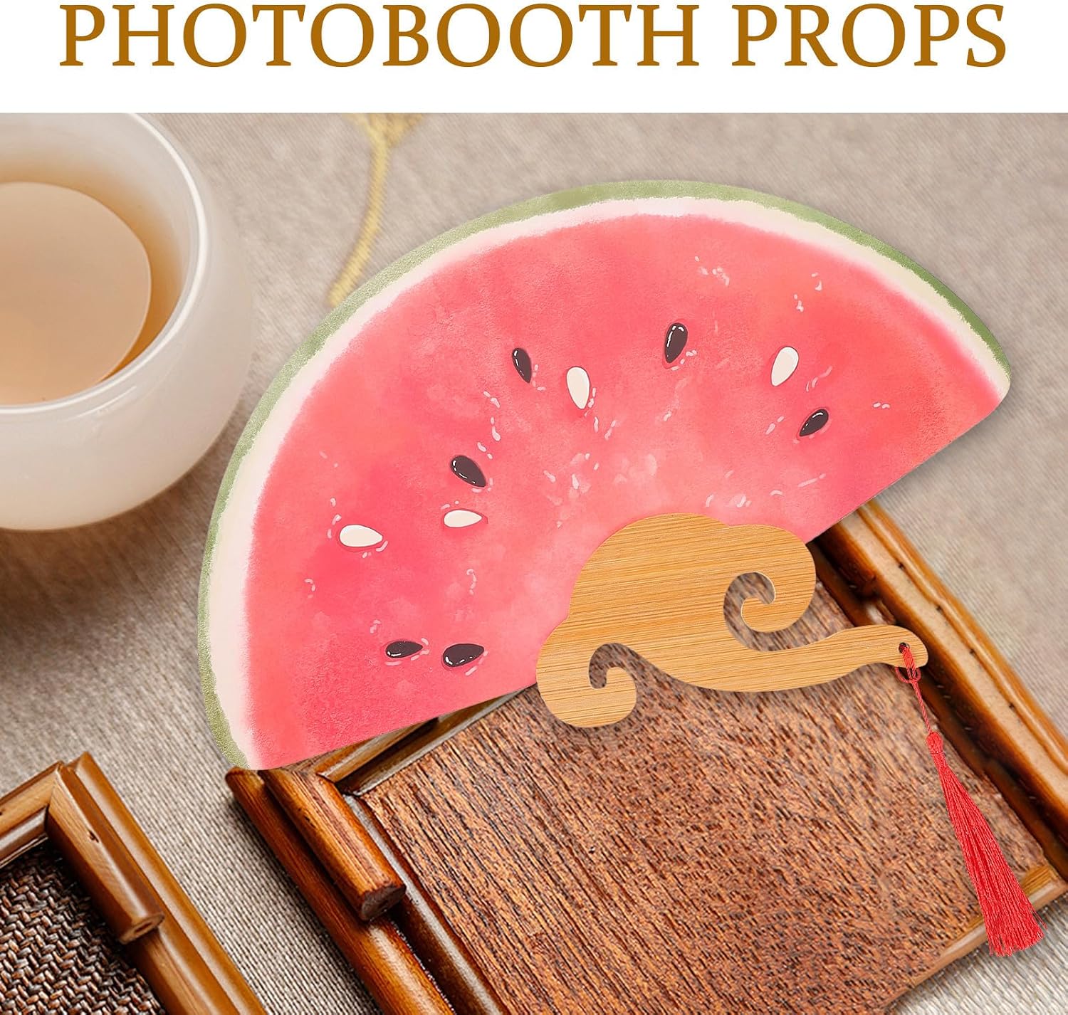 MAGICLULU 2pcs Watermelon Paddle Fan Paper Handheld Decorative Summer Party