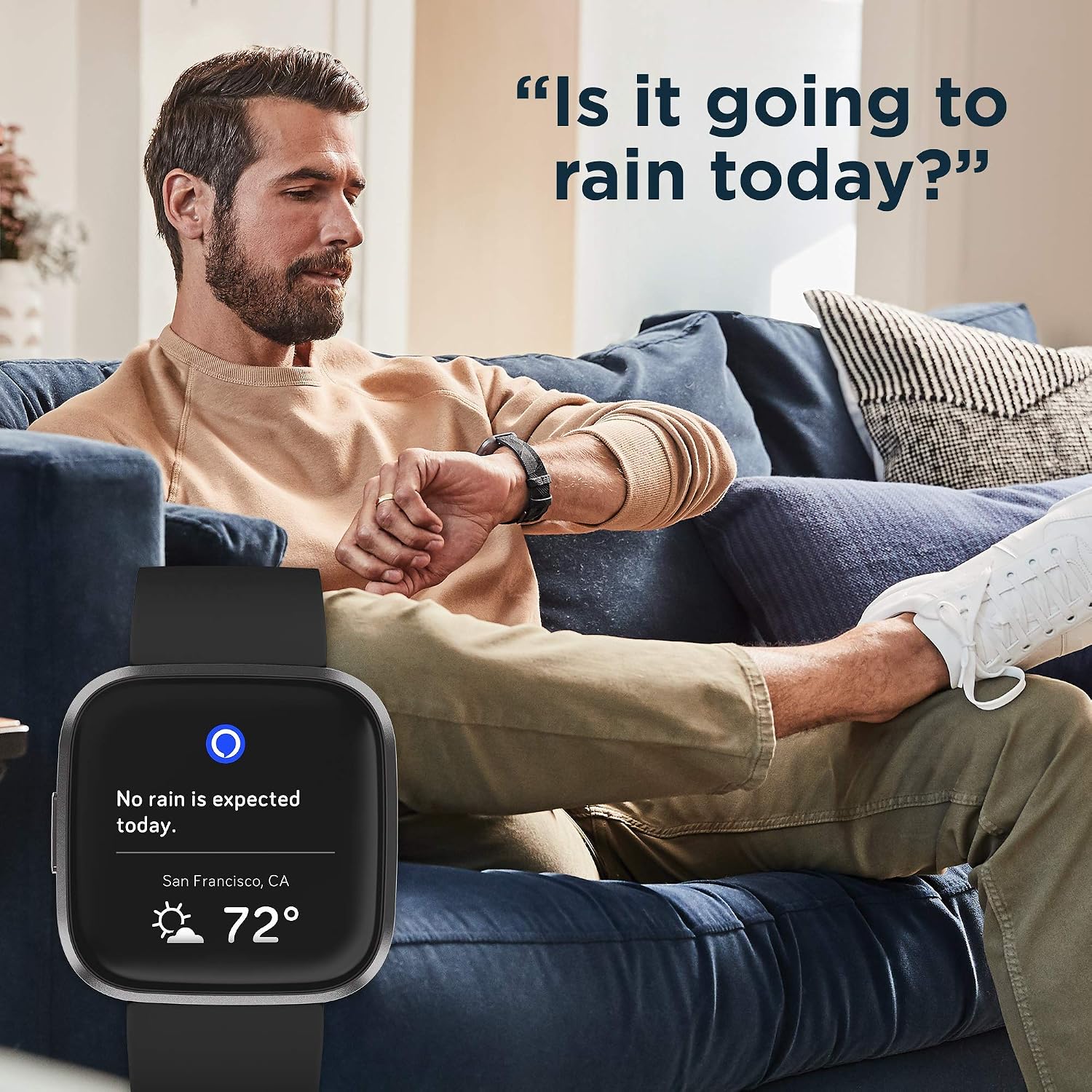 Fitbit Versa 2 Health and Fitness Smartwatch with Heart Rate, Music, Alexa Built-In, Sleep and Swim Tracking, Black/Carbon, One Size (S and L Bands Included), view 6