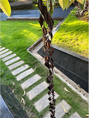 Miniatura 7 de Cadena de lluvia de 8.5 pies, cadenas de lluvia de hojas para canaletas y bajantes, cadenas de lluvia decorativas para exteriores, cadena de
