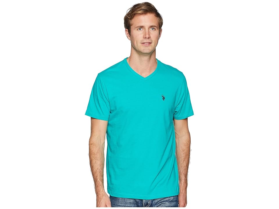 

U.S. POLO ASSN. Short Sleeve Solid V-Neck T-Shirt (Island Jade) Men's Short Sleeve Pullover