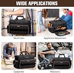 17 Inch Tool Bags for Men Women, 20 Pockets Portable Heavy Duty Tool Bag with Adjustable Shoulder Strap, Wide Mouth Tool Bag Organizer for Electricians Mechanics Carpenters HVAC