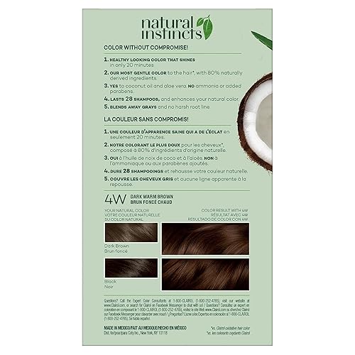 Miniatura 2 de Clairol Natural Instincts - Tinte semipermanente para el cabello, color castaño cálido oscuro 4W, paquete de 2 unidades