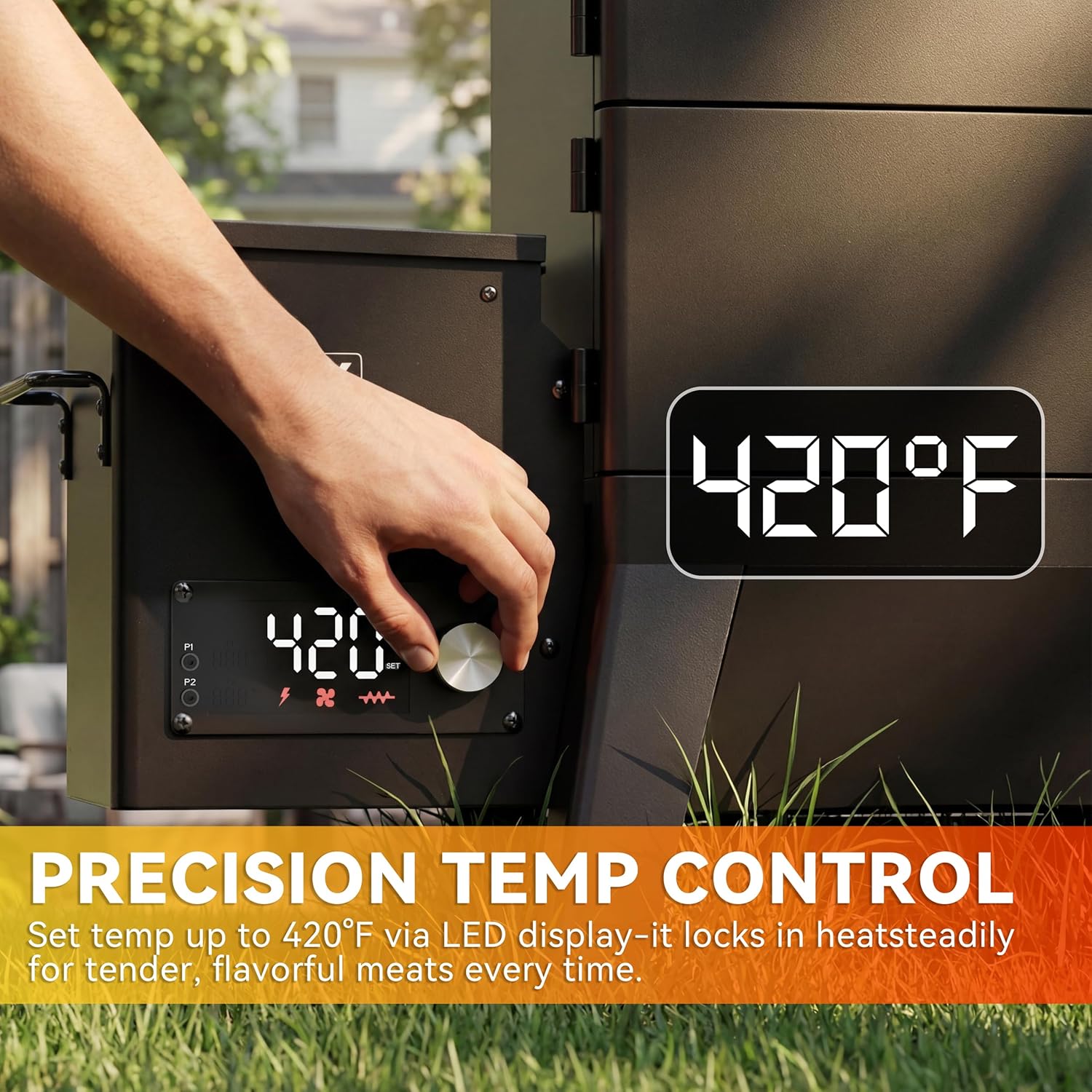 Electric Pellet Smoker with Rainproof Cover & Meat Probe, Vertical Pellet Smoker Grill with LED Display Temperature Control, 616 Sq.in, 4-Rack for Ribs, Brisket, Chicken