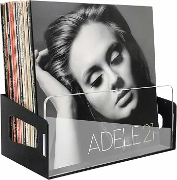 Vinyl Records Storage Organizer Acrylic Vinyl Record Holder for Albums, Large Wall Mount Record Display Crate for Storage Shelf Sets, Fits 40 Albums, Black