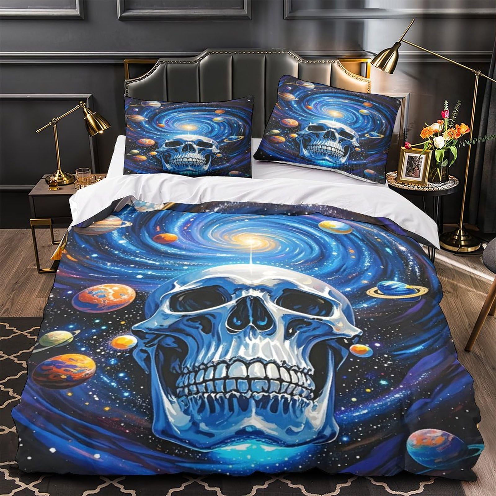 Housse de couette crâne cosmique le cadeau idéal pour lit enfant single