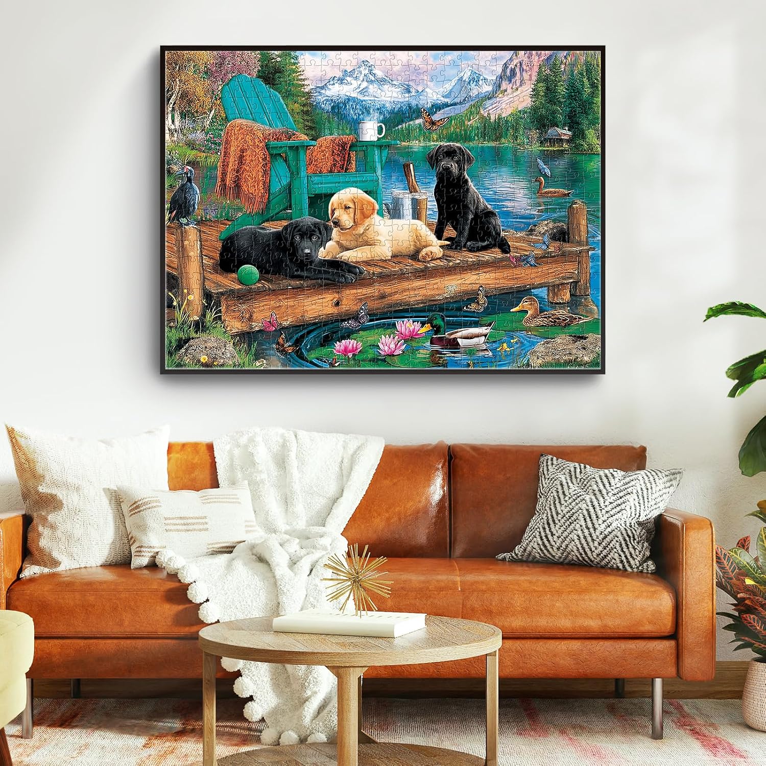 500 Piece Jigsaw Puzzle for Adults Seniors,Summer Lakeside Dog Scene Puzzle image 5