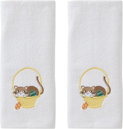 SKL Home Juego de toallas de mano con diseño de huevo de Pascua, color blanco, 2 unidades