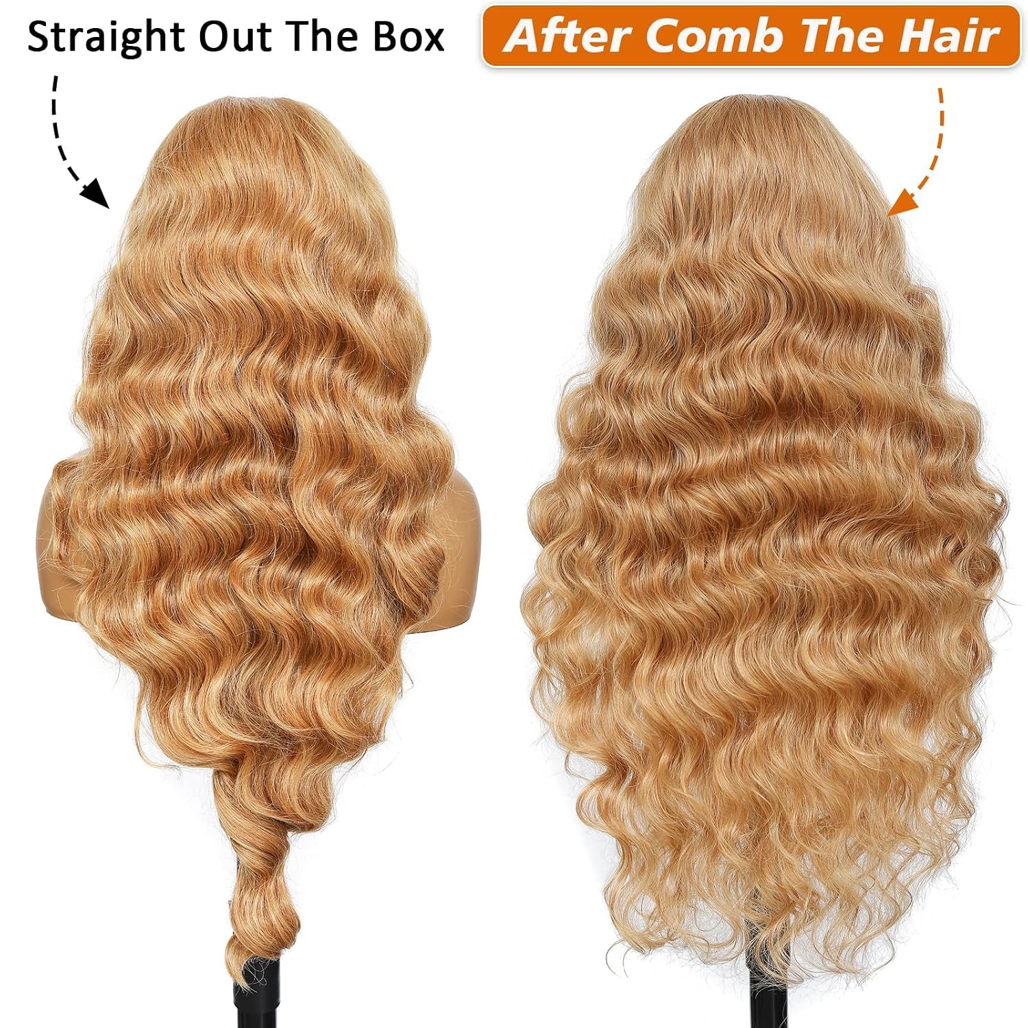 SOKU Długa peruka blond miodowy blond wstępnie depilowana linia frontu z baby hair koronka przód HD przezroczysta 13x6 syntetyczna peruka 32" styl Body Wave dla kobiet włókno odporne na ciepło