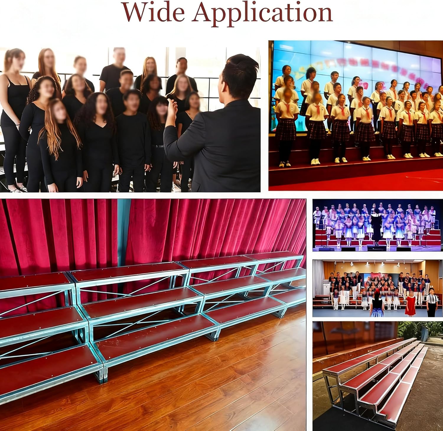 Portable 3-Level Choir Risers - Sturdy Adjustable Singing Steps for Classroom & Church, Tiered Platform for Group Photos, Lectern & Events, Durable Choral Staircase Stand