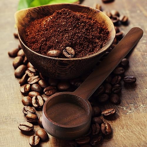 Miniatura 4 de Juego de 2 cucharas medidoras de madera para café molido en madera de nogal, cucharada medidora de madera para granos de café, granos molidos,