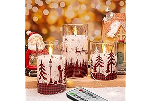 Eywamage Red Buffalo Plaid Christmas Flameless Candles