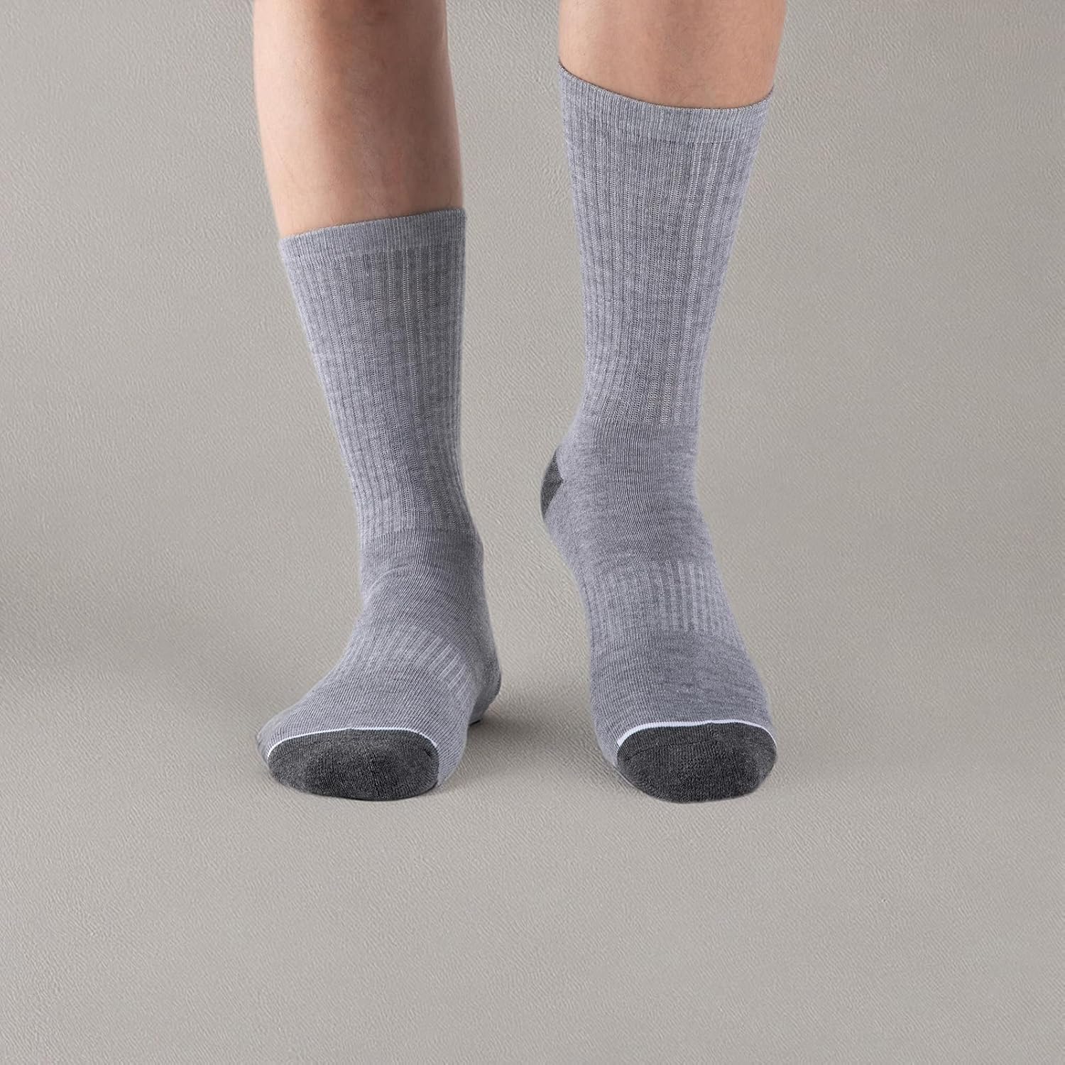 COOVAN 8 Pairs Mens Athletic Crew Socks Moisture Wicking Heavy Duty Cushioned Work Socks with Reinforced Heel and Toe - Image 7