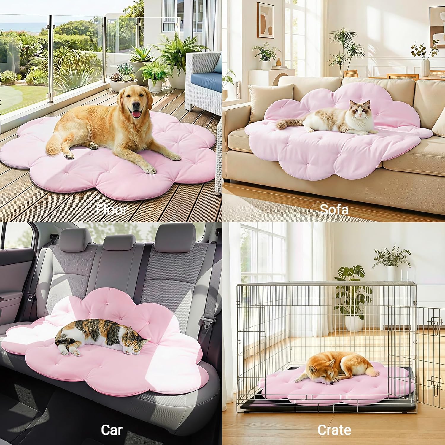 Dog Cooling Mat, 47'' × 35'' Large, Q-Max>0.4 Self-Cooling Mat for Dog, (Cool & Warm) Double-Sided Pet Cool Pads for Summer, Crate, Kennel, Machine Washable, Cat Cool Bed, Non-Gel, Pink