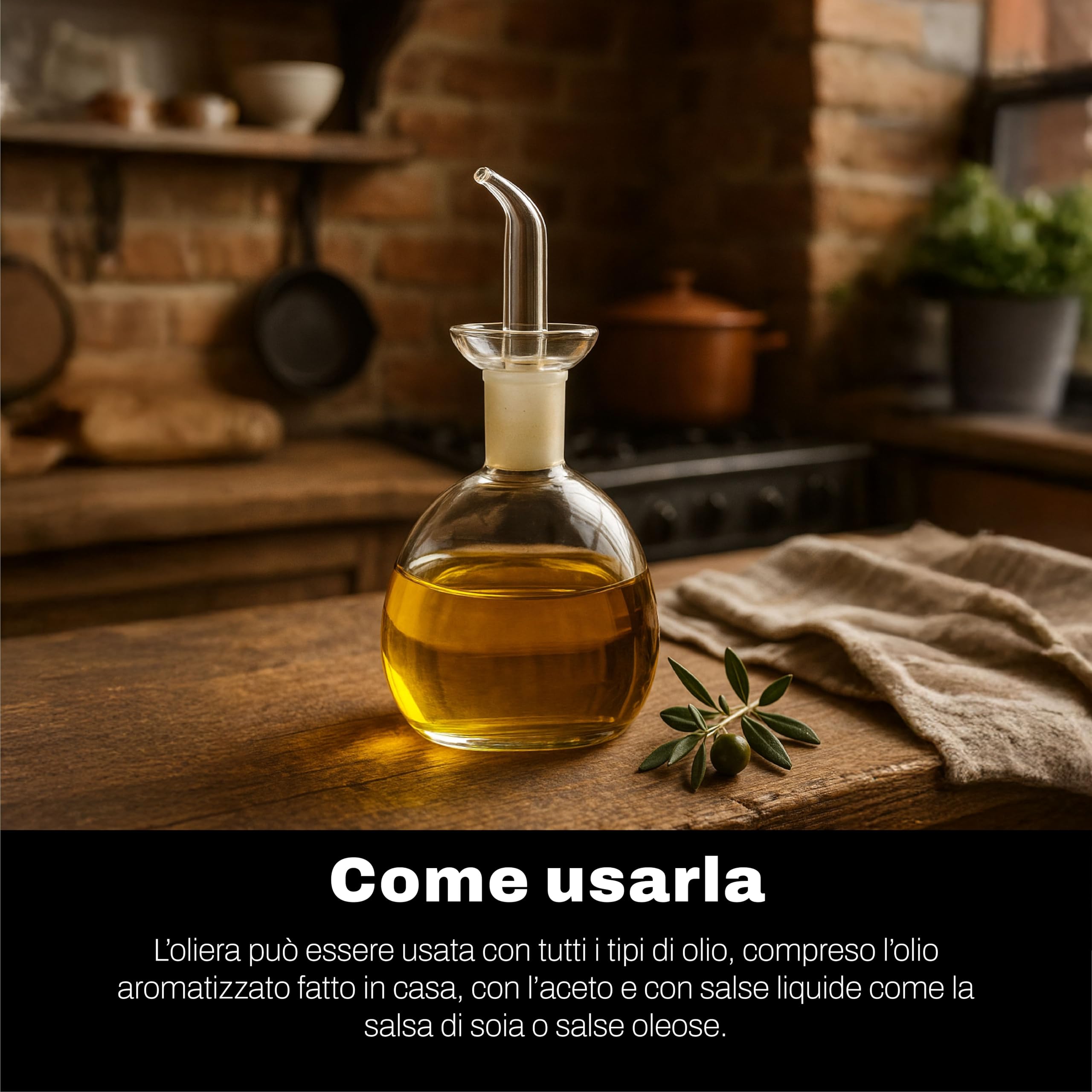 Huilière Conique En Verre Soufflé Classe Italy - 125 Ml Avec Système Anti-Gouttes - Pour Huile, Vinaigre - Idéale Cuisine & Table - 4