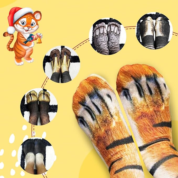 Calcetines divertidos de pata de animal 3D para mujer miniatura 5