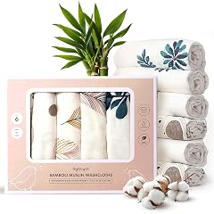 Nightingale Baby Washcloths Rayon from Bamboo Baby Clothes Organic Wash Cloths with Cotton Newborn Bath Essentials Burping Cloths