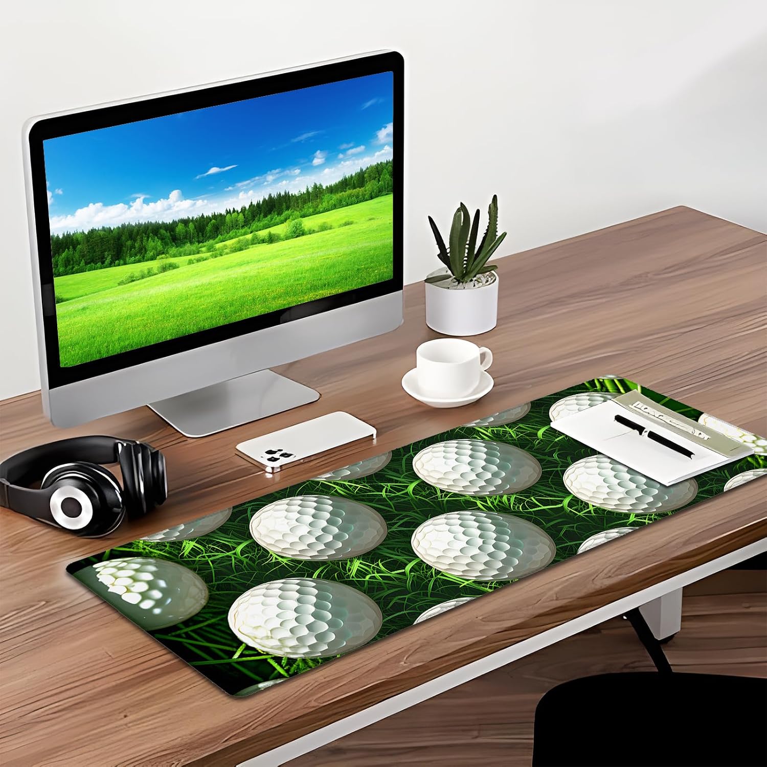 Golf Gaming Mouse Pad, Desk Mat, Non-Slip Rubber Base Cool Aesthetic MousePads for Computer Laptop Keyboard Office School Home Desktop Accessories Decor 31.5" x 11.8" image 3