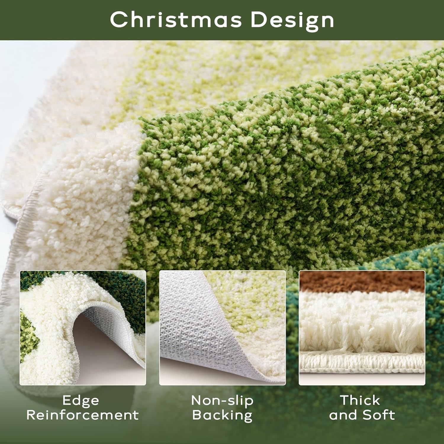 Ashler Christmas Tree Bathroom Rugs, Tree Decor Area Rugs, Lovely Bath Mat, Tree Shaped Mats, Machine Washable Rug for Bathroom, Front Door, Living Room, 30x35IN