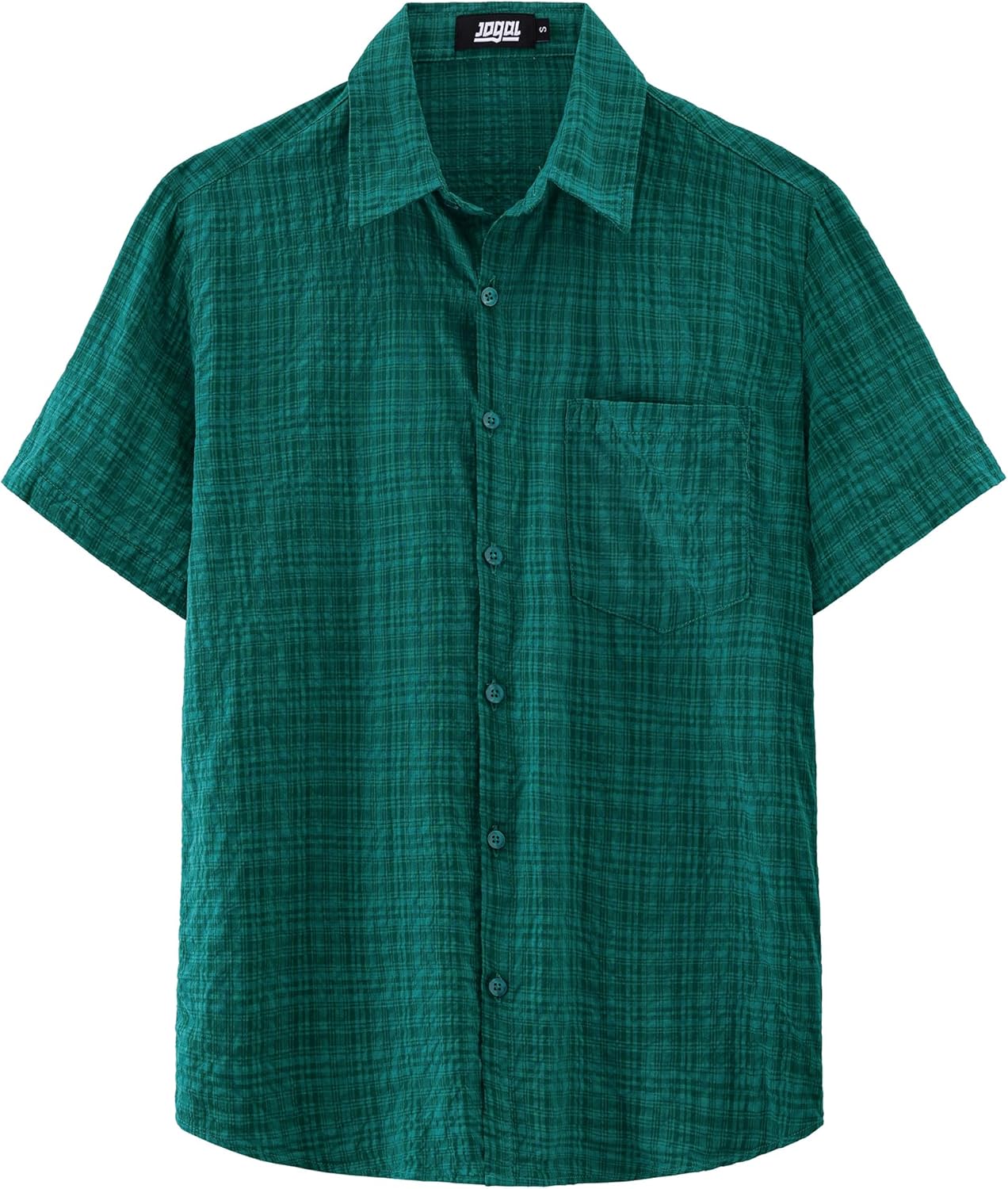 JOGAL Mens Button Down Shirt Short Sleeve Casual Plaid Button Up Shirt Summer Beach Vacation Hawaiian Shirts with Pocket - Image 2