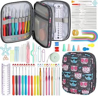 Sopena 113 PCS Crochet Hooks Set Crochet Kit with Storage Case and 0.5-2.75mm Special Size Small Crochet Hooks for lace for Beginners and Experienced Crochet Lovers (CAT)